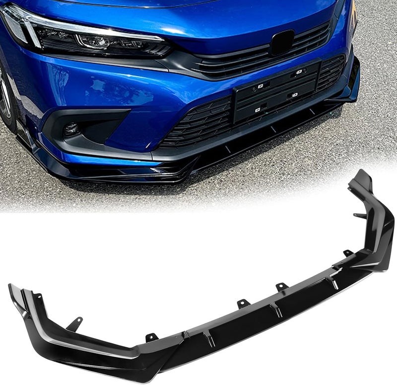 Gear Up Front Bumper Lip for Honda Civic 11th Gen Sedan & Hatchback 2022-2024 Gloss Black Front Lip Spoiler PP Front Bumper Lip Splitter Chin Spoiler - Image 1